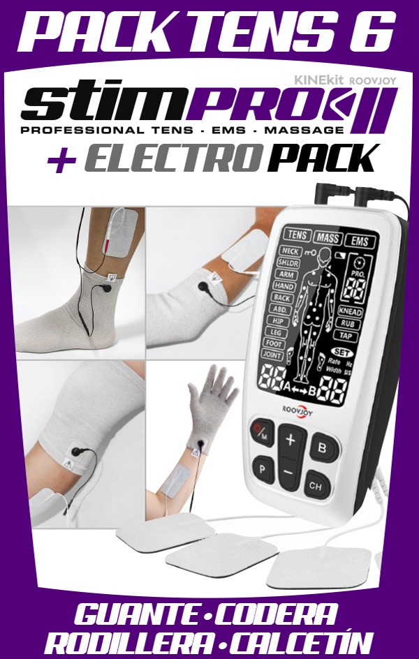 Stimpro PACK TENS 6 | ELECTRO PACK + STIMPRO 2 | Combina TENS, EMS y MASAJE DE ...